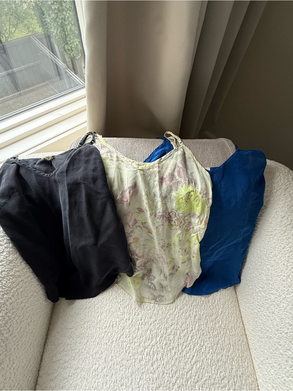 Wilfred Women's Camisole Trio - Black, Floral Ivory, Royal Blue